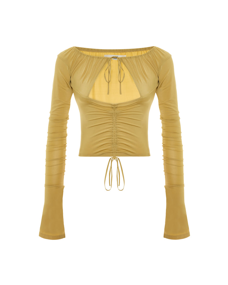 Gathered Top In Celestial Yellow