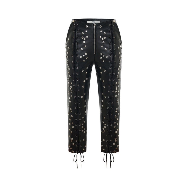 Riko Studded Leather Capri Pants