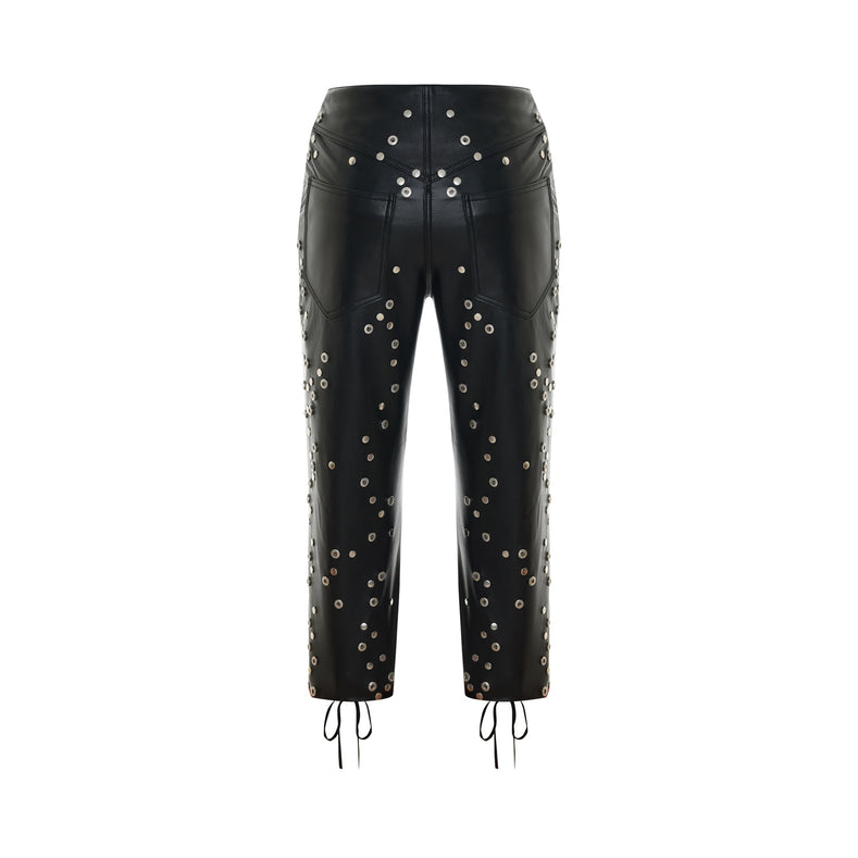 Riko Studded Leather Capri Pants