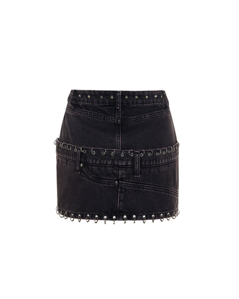 Piercing Detaylı Denim Etek