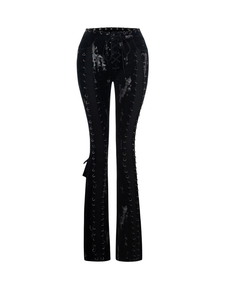 Piercing Detaylı Denim Pantolon