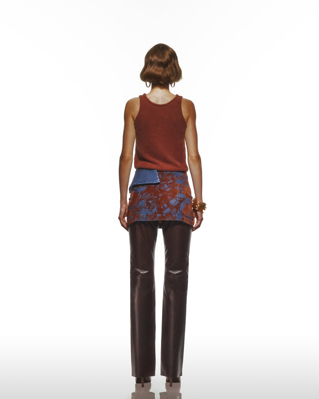 Denim Jeans With Flocked Foil Coating - Mini Skirt