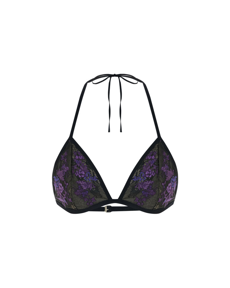 Mesh Bra With Embroidered