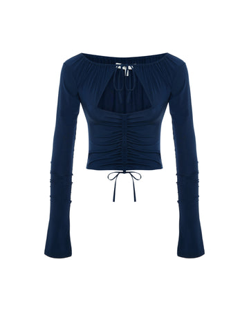 Gathered Top In Celestial Navy