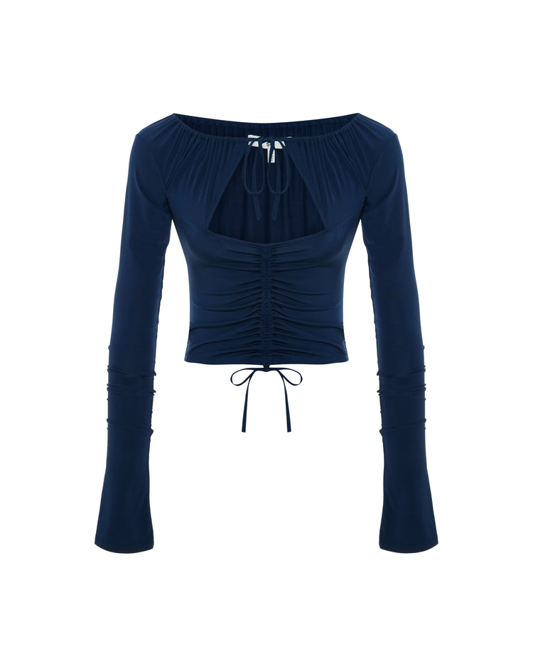 Gathered Top In Celestial Navy