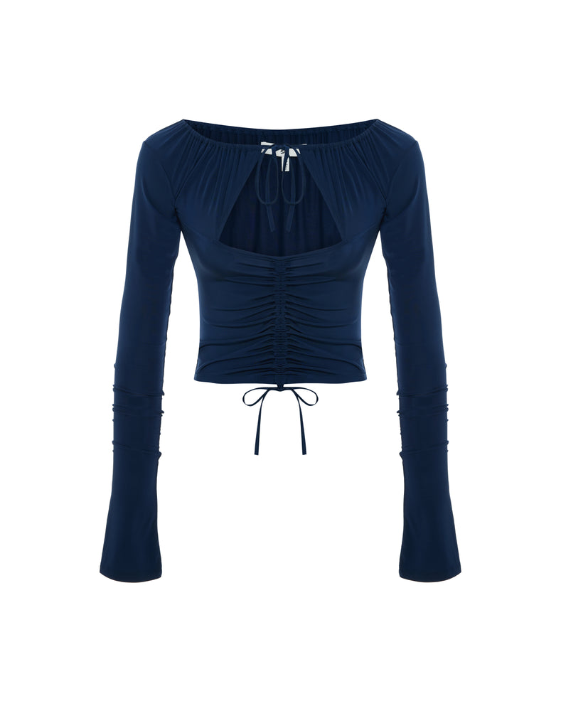 Gathered Top In Celestial Navy