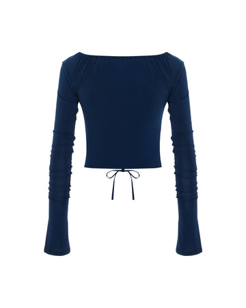 Gathered Top In Celestial Navy