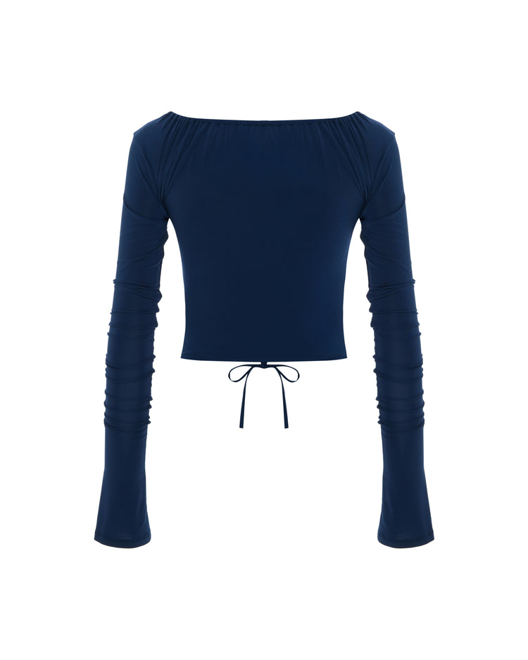Gathered Top In Celestial Navy