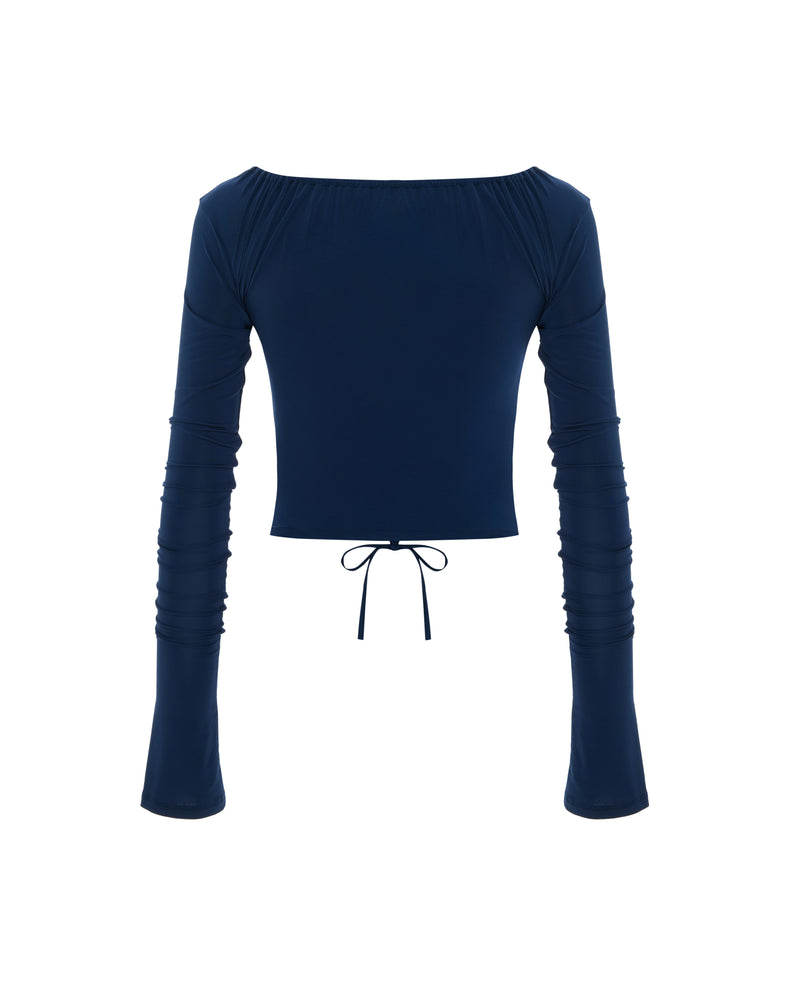 Gathered Top In Celestial Navy