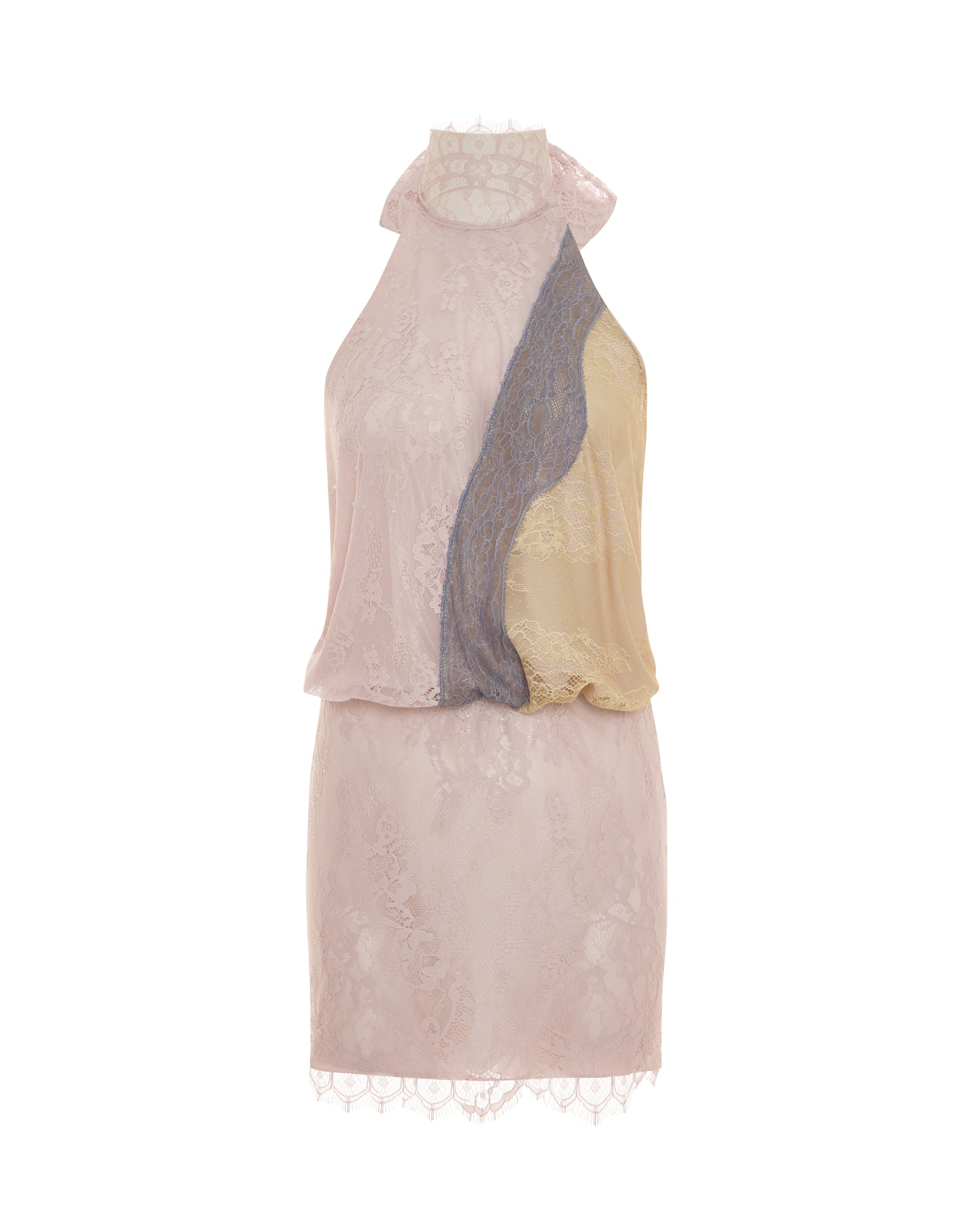 Halter Neck Mini Dress In Dusty Rose