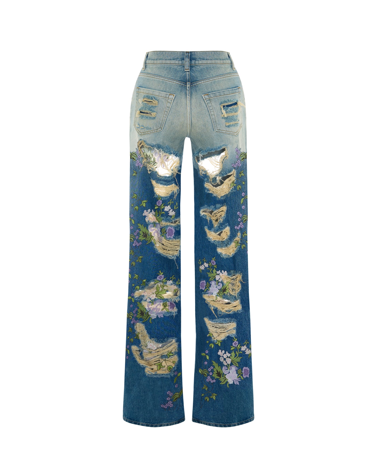 Overdyed Denim Embroidered Jeans