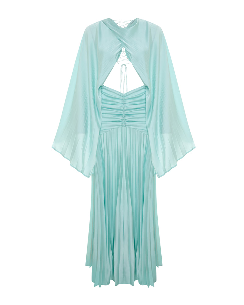 Gathered Waist Maxi Dress Blue