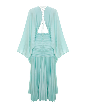 Bel Büzgü Detaylı Maxi Elbise