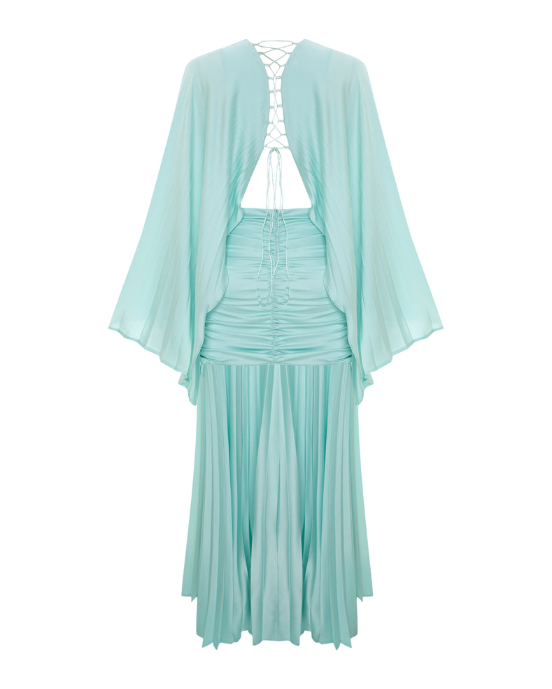 Bel Büzgü Detaylı Maxi Elbise