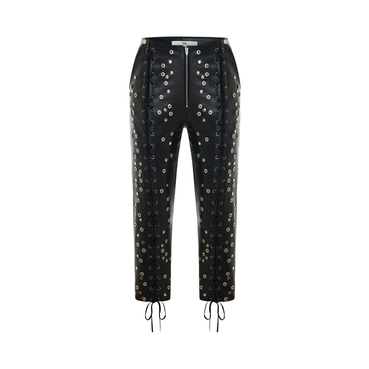 Riko Studded Leather Capri Pants