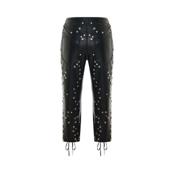 Riko Zımba Detaylı Deri Kapri Pantolon