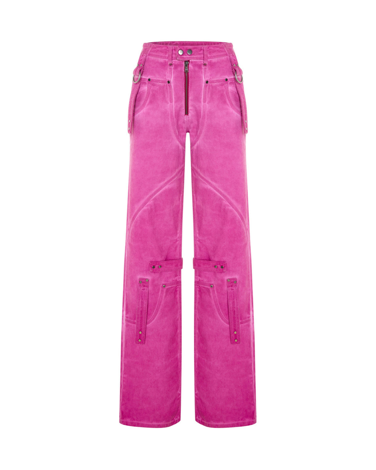 Pembe Yıkama Efektli Kargo Pantolon