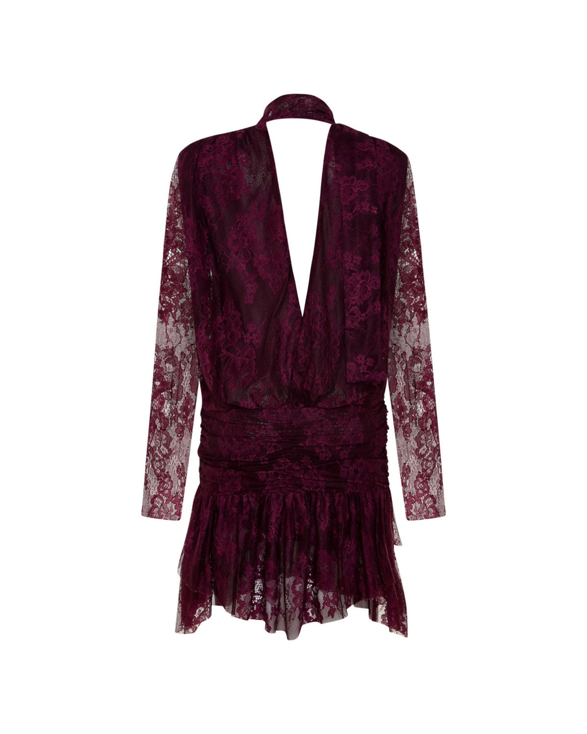 Piercing Detaylı Bordo Mini Elbise