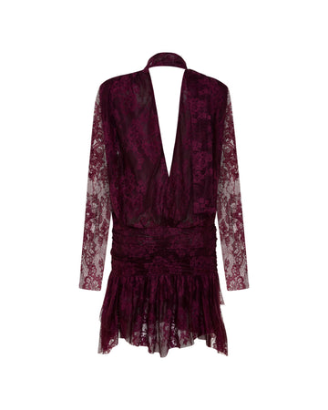 Piereced Mini Dress In Burgundy Dress