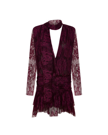 Piereced Mini Dress In Burgundy Dress