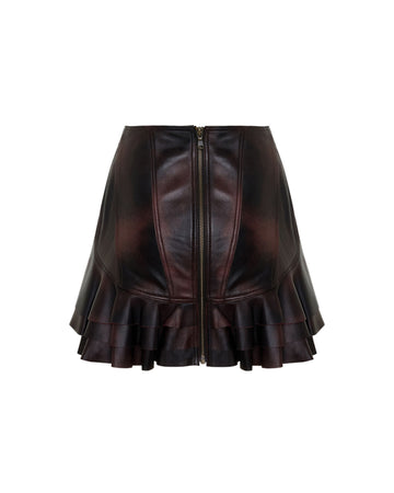 Ruffled Leather Skirt