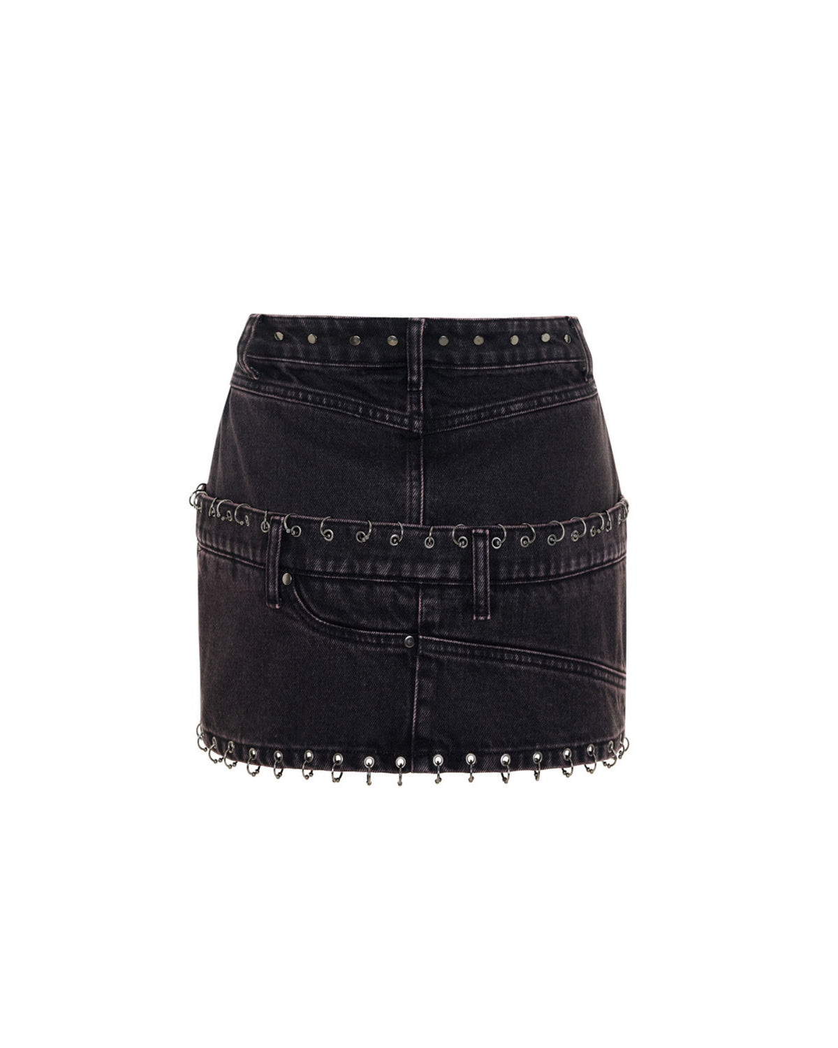 Piercing Detaylı Denim Etek
