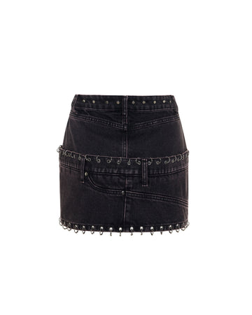 Pierced Denim Skirt