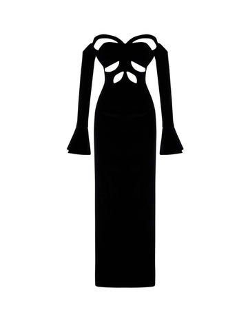 Buttrfly Cut-Out Velvet Dress