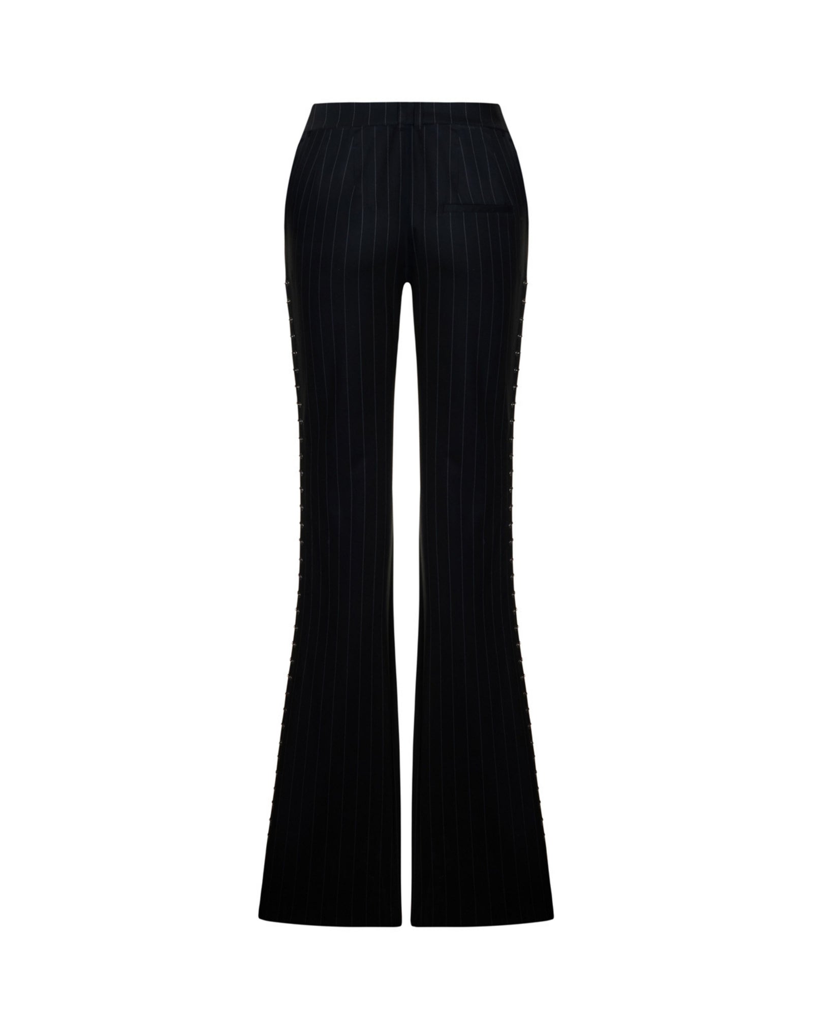Piercing Detailed Flare Pants In Pinstripe