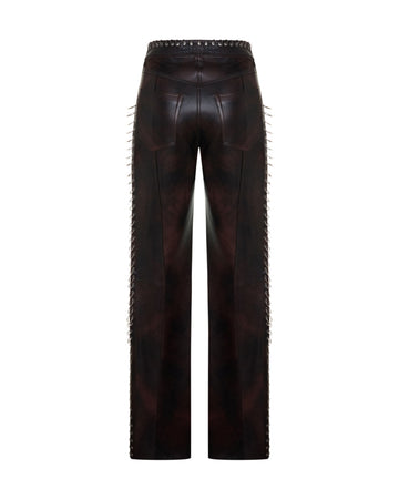 Piercing Detailed Leather Pants