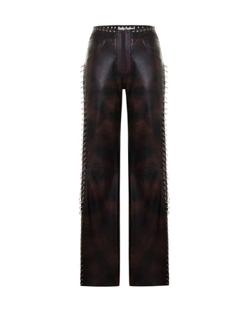 Piercing Detailed Leather Pants