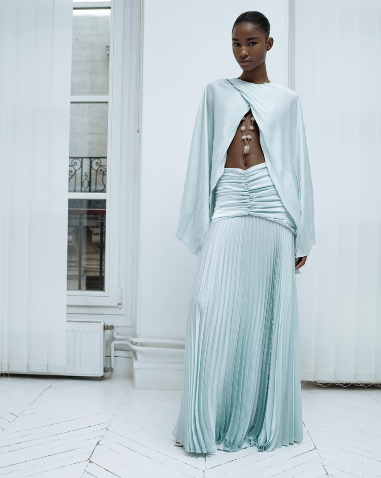 Bel Büzgü Detaylı Maxi Elbise