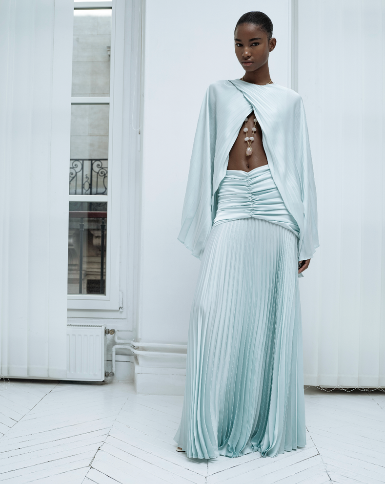 Bel Büzgü Detaylı Maxi Elbise