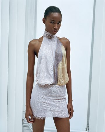 Halter Neck Mini Dress In Dusty Rose