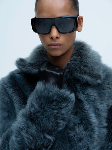 Cropped Fur Coat In Deep Teal