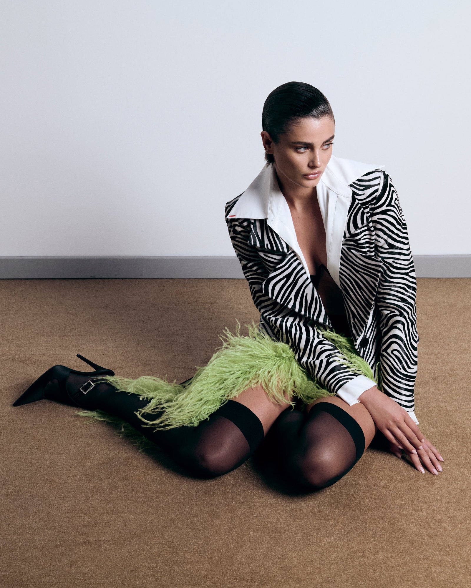 Zebra Desen Pony Tüyü Blazer Ceket