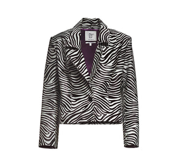 Zebra Desen Pony Tüyü Blazer Ceket