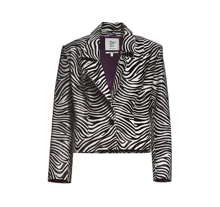 Zebra Desen Pony Tüyü Blazer Ceket