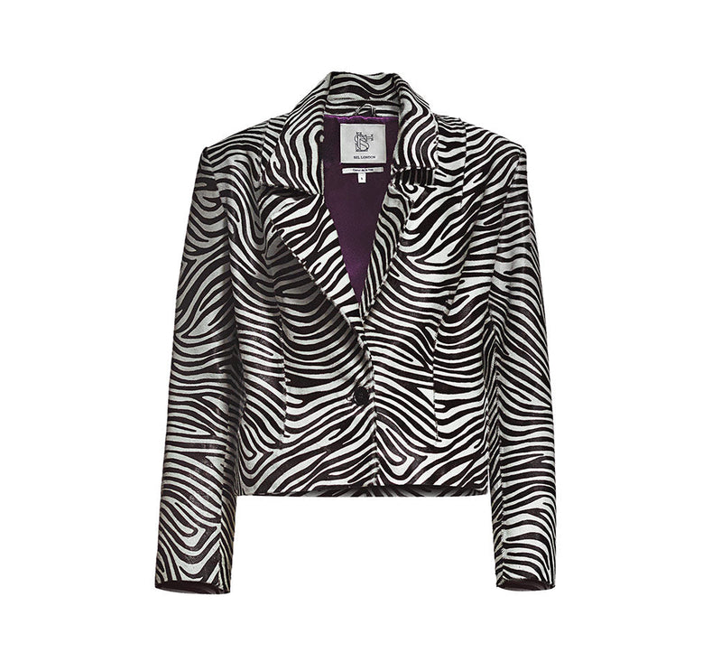 Zebra Desen Pony Tüyü Blazer Ceket