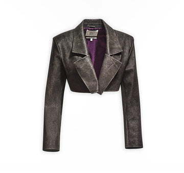 Eskitme Efektli Deri Crop Kaban