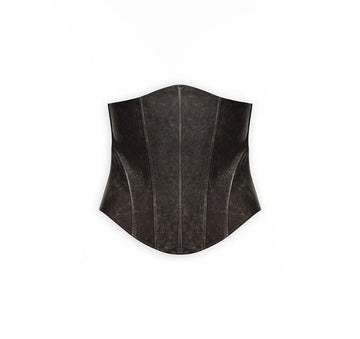 Eskitme Efektli Süper Dar Deri Korse
