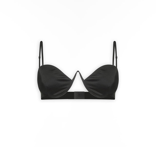 Underwire Black Satin Bra.