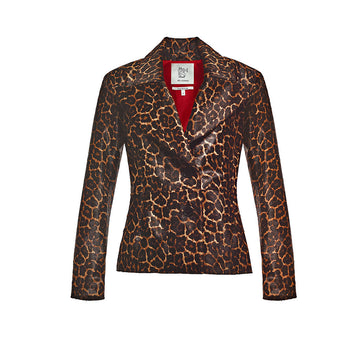 Leopar Desen Pony Tüy Blazer Ceket