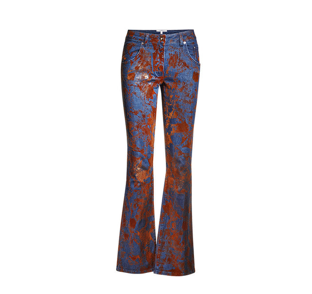 Denim Jeans With Flocked Foil Coating  - Low Rise