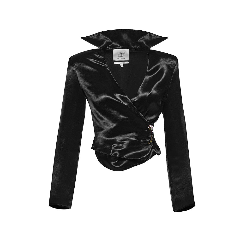 High Collar Deep College Adjustable Shiny Shirt